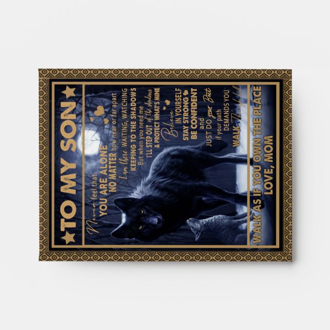 Enveloppe Fils d'amour| Lettre à mon fils Ne vous sentez jam (Devant)