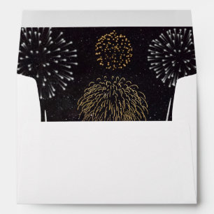 Enveloppe Fireworks Thème Black Gold Silver Mariage