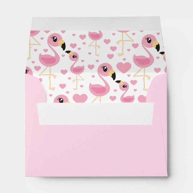 Enveloppe Flamant rose Baby shower mignon Tropical (Dos (Bas))