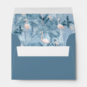 Enveloppe Flamant rose Orchidée Tropical Motif Blue ID868