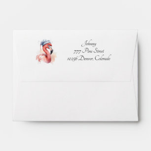 Enveloppe Flamant rose père Noël Snowbird, personnalisé