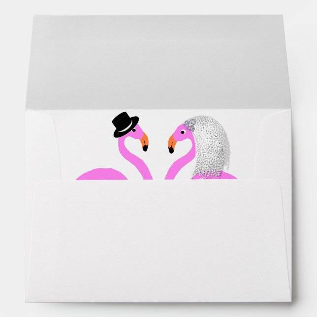 Enveloppe Flamants roses roses mignons Mariage de mariée et  (Dos (Bas))