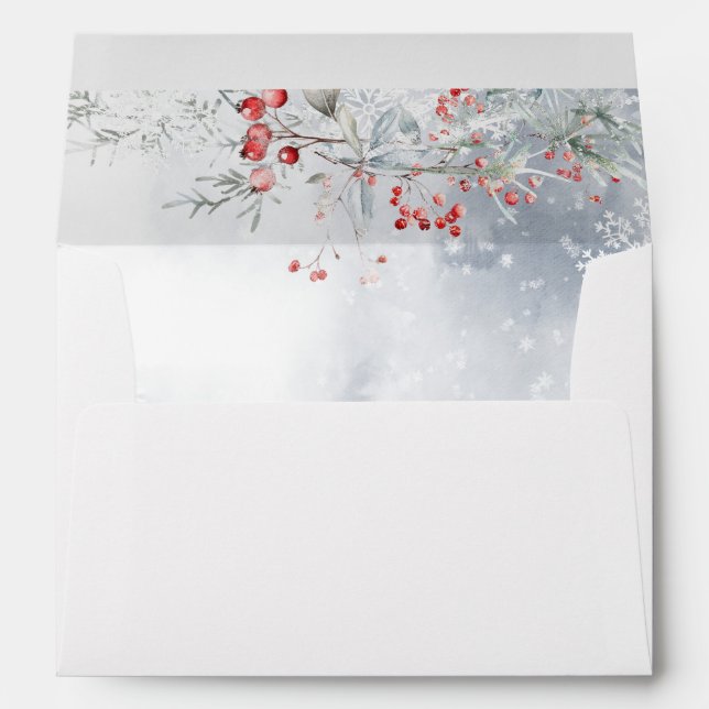 Enveloppe Flammes de neige d'hiver élégant Noël (Dos (Bas))