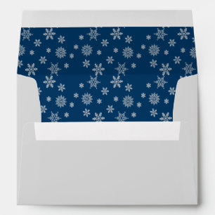 Enveloppe Flammes de neige en argent et blanc sur bleu foncé