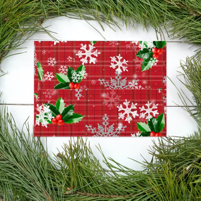 Enveloppe Flammes De Neige Végétales De Noël Sur Plaid Rouge (Créateur téléchargé)