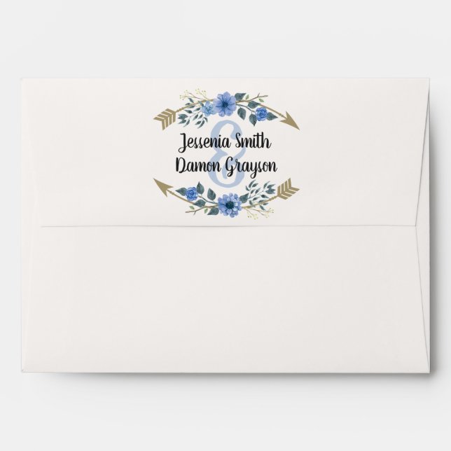 Enveloppe Flèches Rustiques Boho & Faire-part de mariage Flo (Dos (Haut rabat))