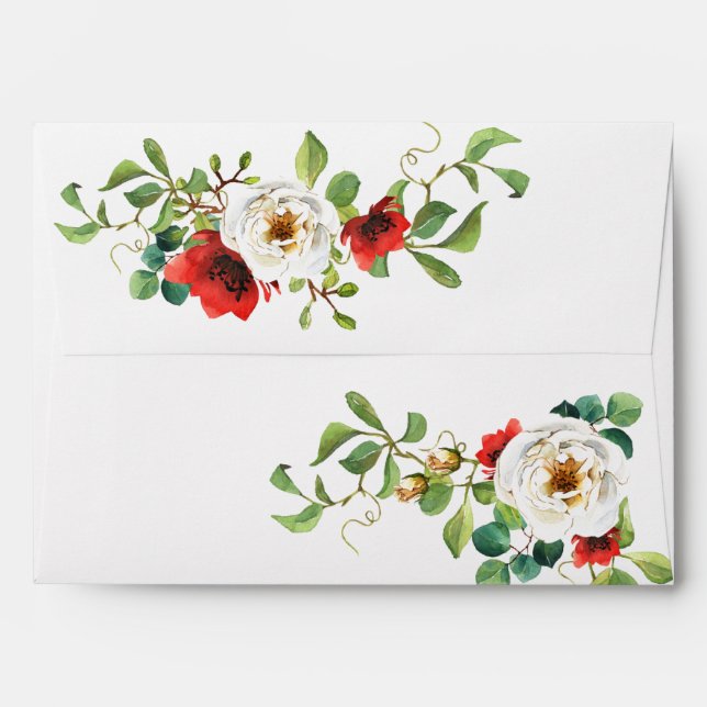 Enveloppe Fleur aquarelle d'automne (Dos (Haut rabat))