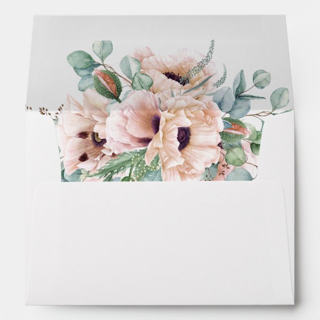 Enveloppe Fleur d'aquarelle romantique avec adresse (Dos (Bas))