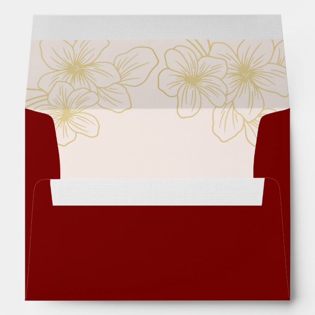 Enveloppe Fleur de cerisier de ligne mariage rouge chinois  (Dos (Bas))
