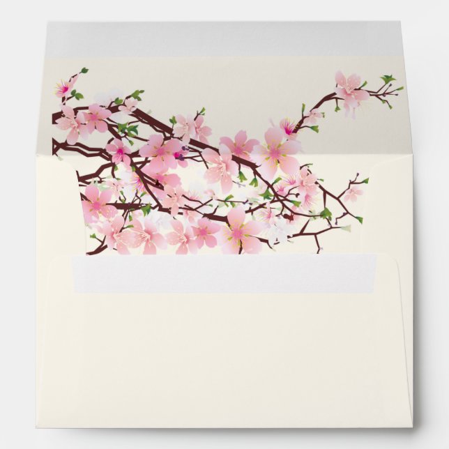 Enveloppe Fleur de cerisier imprimée sur l'enveloppe Mariage (Dos (Bas))