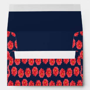 Enveloppe Fleur de dahlia rose en bleu