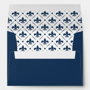 Enveloppe Fleur De Lis bleu foncé motif sur arrière - plan b