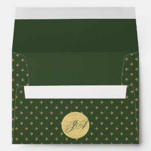 Enveloppe Fleur de lis de style Royal vert luxueux