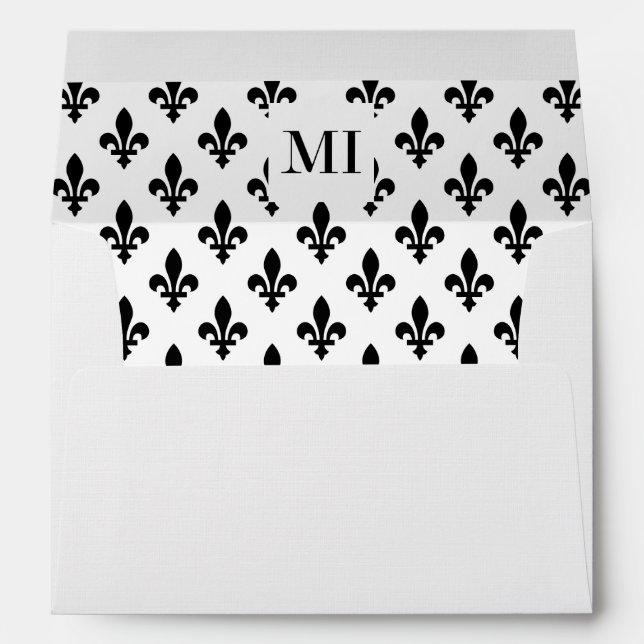 Enveloppe Fleur de Lis Motif, française, royale, noire (Dos (Bas))