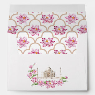 Enveloppe Fleur de lotus indien aquarelle
