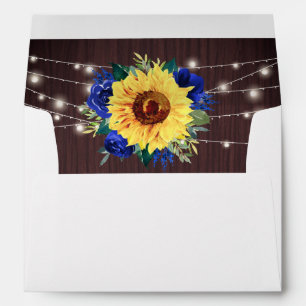 Enveloppe Fleur de Soleil Bleu Rustique Lumières Floral Mari