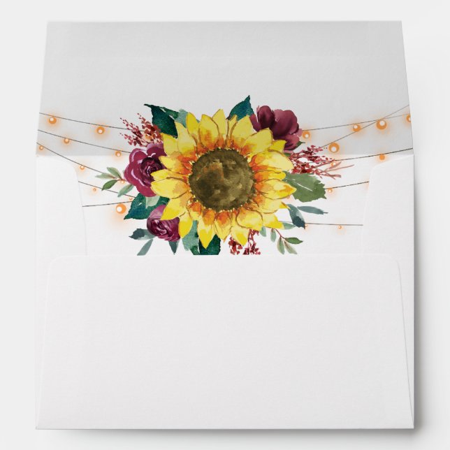 Enveloppe Fleur de tournesol rustique Mariage (Dos (Bas))