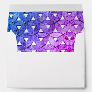 Enveloppe Fleur de vie rose bleu, géométrie effrayée