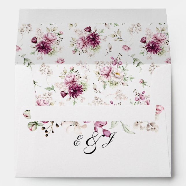 Enveloppe Fleur romantique pivoine florale (Dos (Bas))