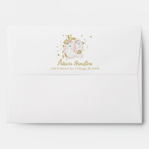 Enveloppe Fleur rose Citrouille blanche Baby Shower d'automn