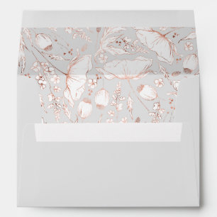 Enveloppe Fleur sauvage à main rose et gris clair Mariage