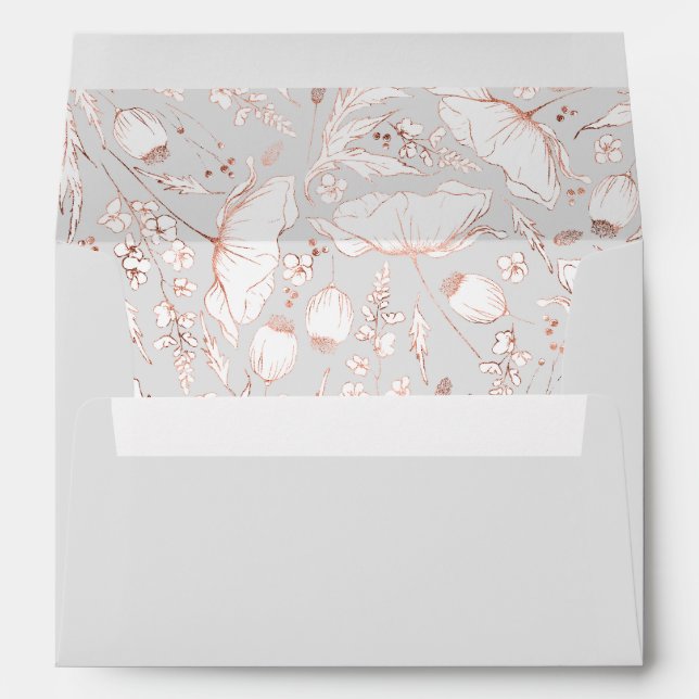 Enveloppe Fleur sauvage à main rose et gris clair Mariage (Dos (Bas))