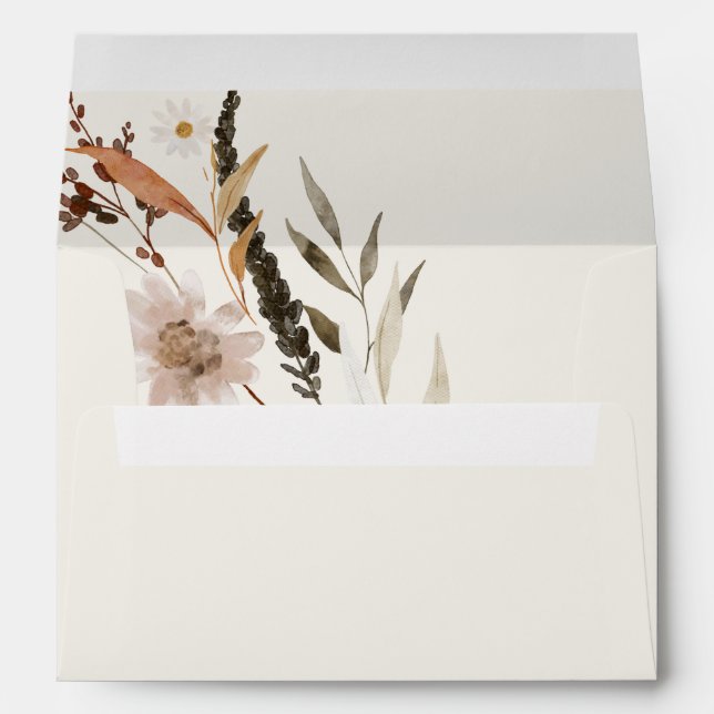 Enveloppe Fleur sauvage automne | Faire-part de mariage beig (Dos (Bas))