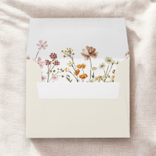 Enveloppe Fleur sauvage Beige Boho Mariage Jardin en terre c