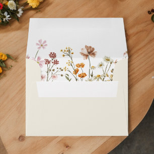 Enveloppe Fleur sauvage Beige Boho Mariage Jardin en terre c