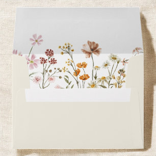 Enveloppe Fleur sauvage Beige Boho Mariage Jardin en terre c