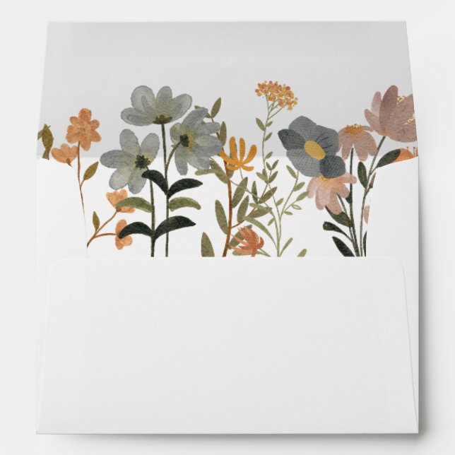 Enveloppe Fleur sauvage Boho Mariage de automne Invitation (Dos (Bas))