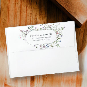 Enveloppe Fleur sauvage botanique Mariage élégant
