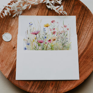 Enveloppe Fleur sauvage coloré de prairie auto-adressé RSVP