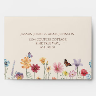 Enveloppe Fleur sauvage coloré simple Mariage floral