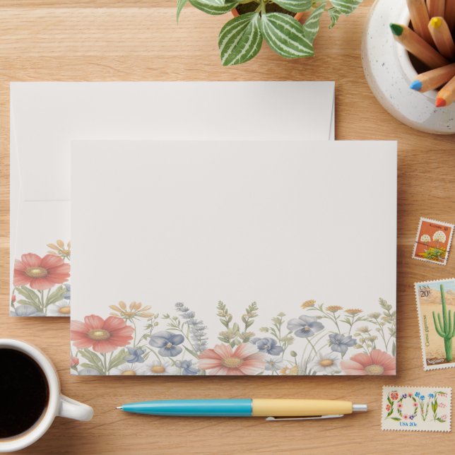 Enveloppe Fleur sauvage colorée (Desk)