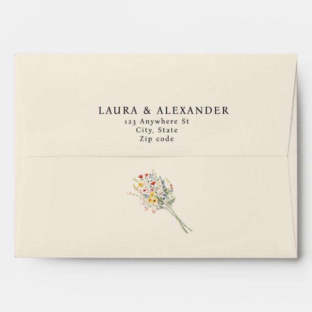 Enveloppe Fleur Sauvage Crème Bohème (Dos (Haut rabat))