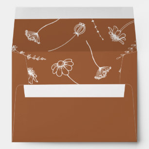 Enveloppe Fleur sauvage Croquis Brûlé Orange Floral Invitati