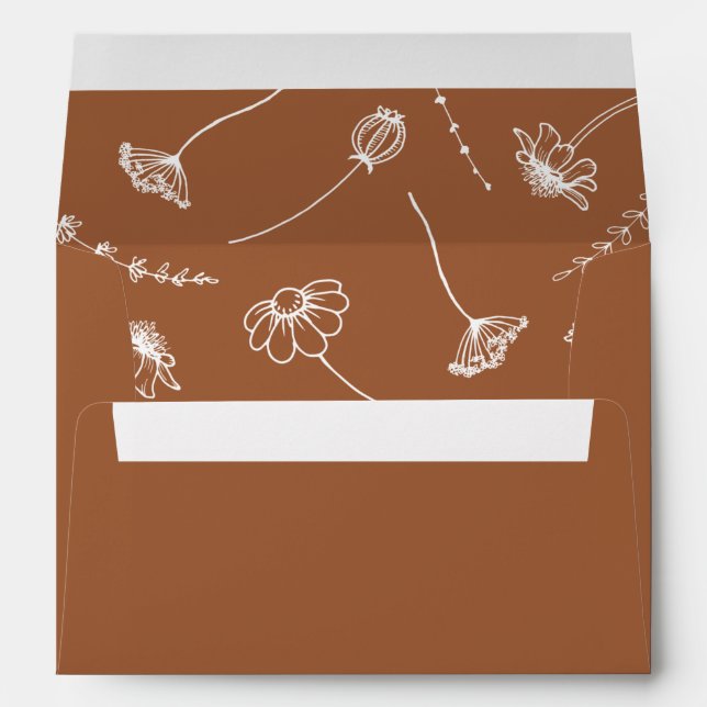 Enveloppe Fleur sauvage Croquis Brûlé Orange Floral Invitati (Dos (Bas))
