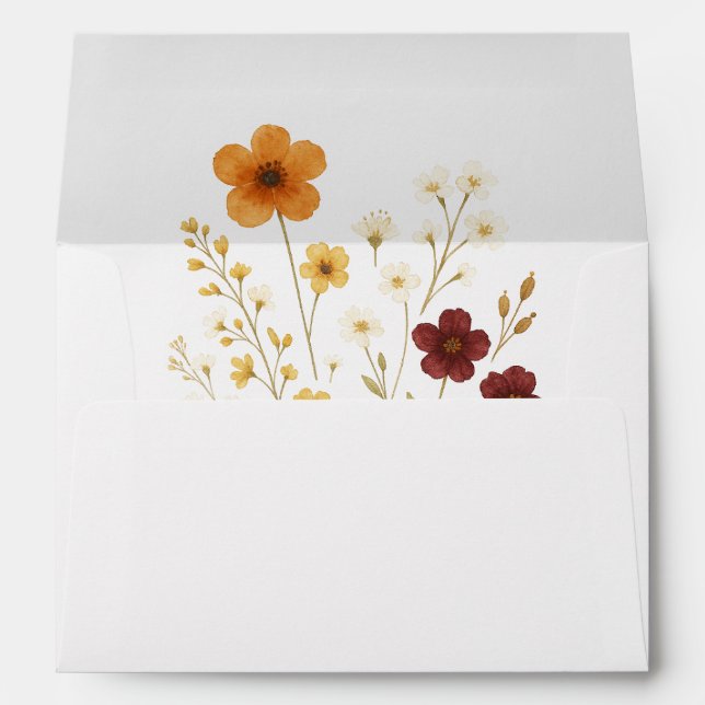 Enveloppe Fleur sauvage d'automne Boho Élégant mariage (Dos (Bas))