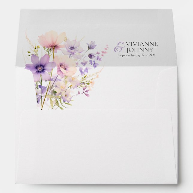 Enveloppe Fleur sauvage de jardin Majestic Lavender Mariage (Dos (Bas))
