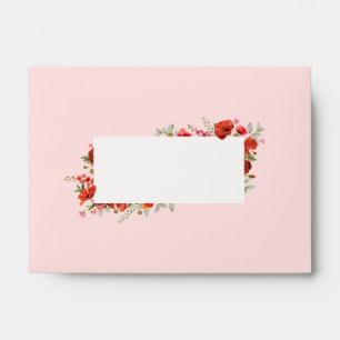 Enveloppe Fleur sauvage de pavot Floral Mariage rose