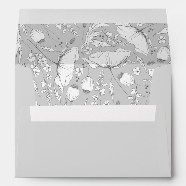 Enveloppe Fleur sauvage dessiné à la main Motif moderne (Dos (Bas))