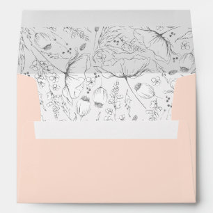 Enveloppe Fleur sauvage dessiné à la main Motif Peach modern