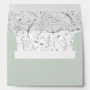 Enveloppe Fleur sauvage dessiné à la main Motif Sage moderne