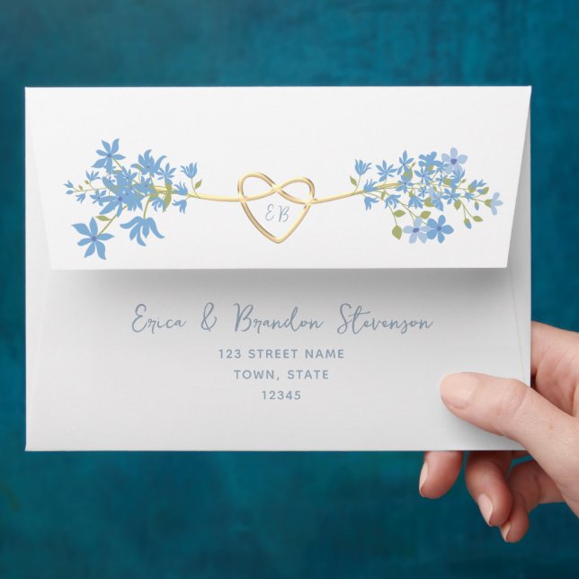 Enveloppe Fleur sauvage Dusty Blue (Hand)