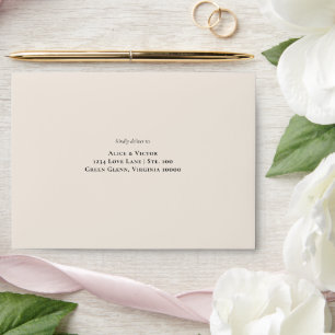 Enveloppe Fleur sauvage Fern Beige Mariage auto-adressé
