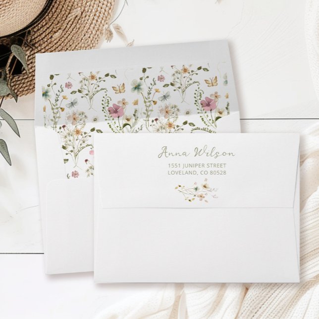 Enveloppe Fleur sauvage Floral Baby shower Adresse de retour (Créateur téléchargé)