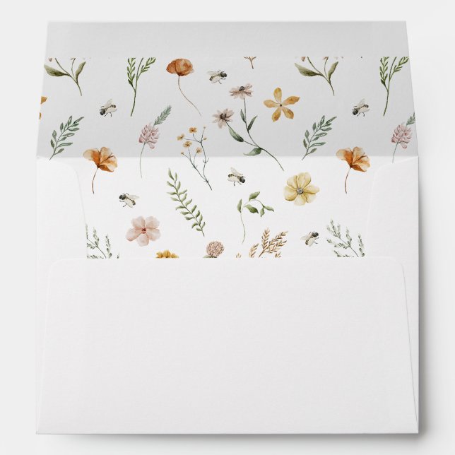 Enveloppe Fleur sauvage floral Baby shower neutre de genre (Dos (Bas))