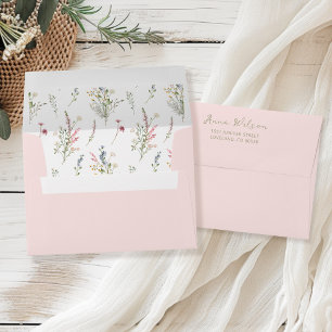 Enveloppe Fleur sauvage Floral Blush Pink Adresse de retour