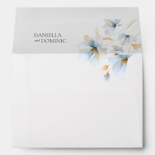 Enveloppe Fleur sauvage Gold Pastel Dusty Blue Floral Mariag